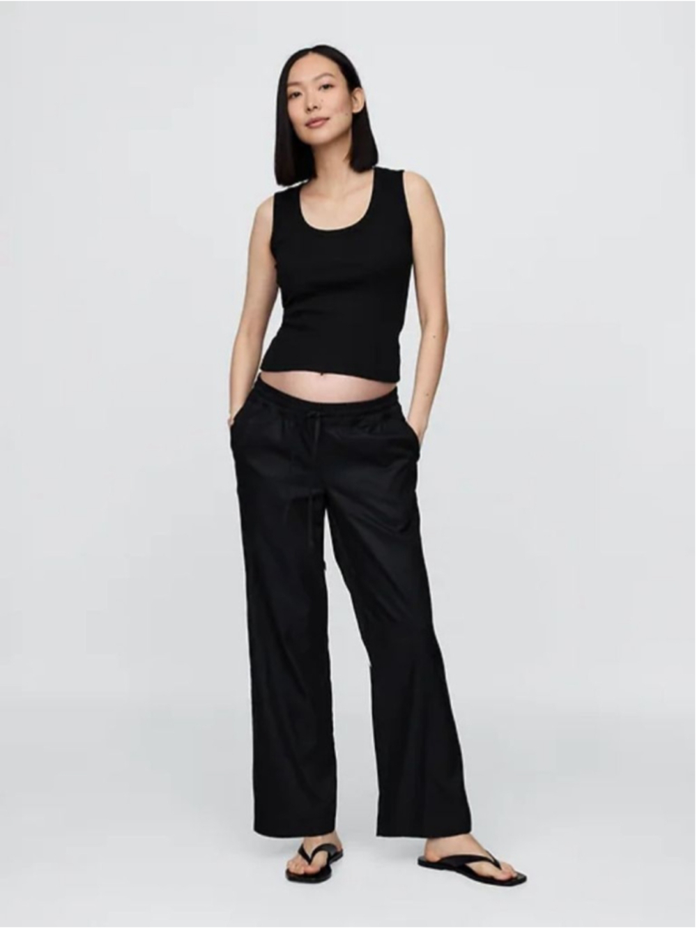 GAP Maternity Under Belly Easy Wide Leg Pants Black Size XXS NWT RT$90